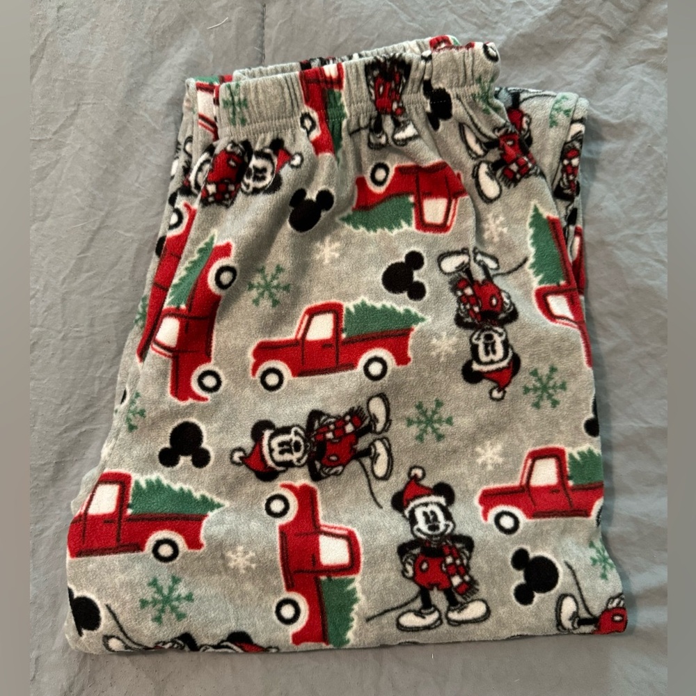 Disney Fleece Pajama‎ Pants Christmas Mickey Mouse Gray Size Adult Large